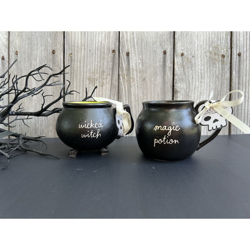 Rae Dunn WICKED WITCH And MAGIC POTIOBlack Cauldron Halloween Coffee Tea Mug NWT